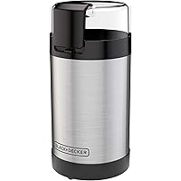 Black+Decker Grinder One Touch Push-Button Control, 2/3 Cup Coffee Bean Capacity, Stainless Steel
