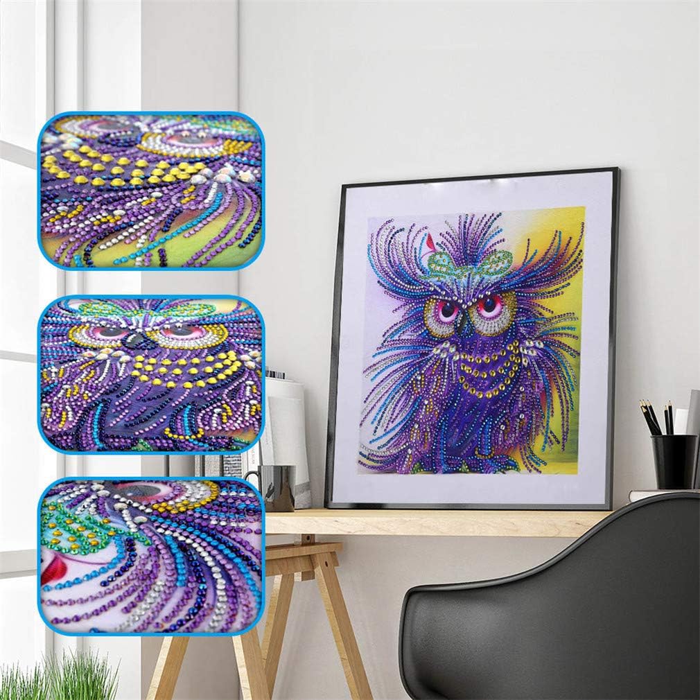 YEESAM ART New Shaped Diamond Painting Full Drill 5D Kits, Colorful Owl - Image 3