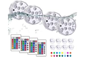 TEPENAR Submersible Led Pool Lights - Waterproof Underwater Pond Light Remote Battery Powered Remote Controlled Color Changing Shower Lights for Pool Vase Spa Party Hot Tub 4 Pack