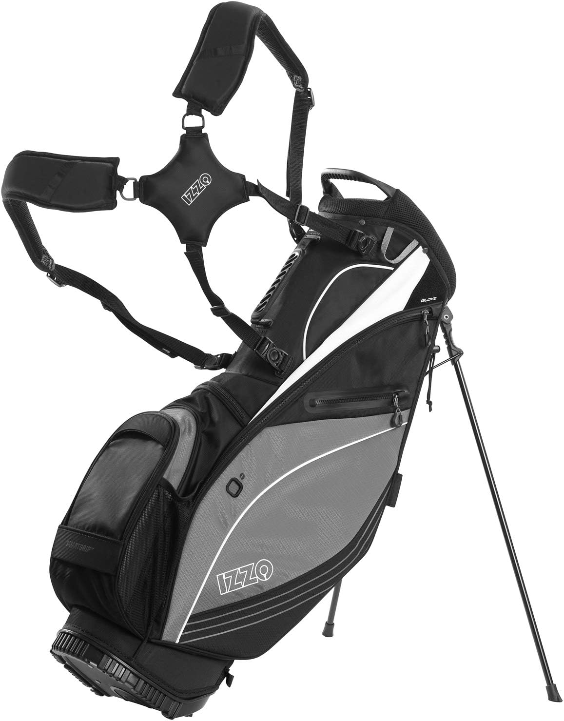 Izzo Golf Ultra-Lite Stand Golf Bag with Dual-Strap & Exclusive Features, Black/Gray: Sports & Outdoors