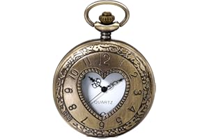 JewelryWe Mens Pocket Watch Stylish Tree of Life Hollow Retro Quartz Watch Arabic Numerals Pendant Necklace,