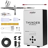 UTYUTY Airbrush Kit with Air Compressor,Portable 27PSI 7 Pressure Levels, 35dB Ultra-Quiet,Dual-Action 0.3mm Airbrush Gun for Beginners,Painting,Models,Makeup,Crafts & Cake Decor