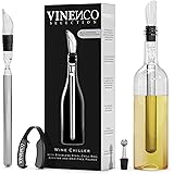 Wine Chiller Set + Foil Cutter, Stopper, Pouch, Ebook - Premium 3-in-1 Stainless Steel Bottle Cooler Stick Chill Rod, Decanti