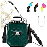 2.6 Gallon Battery Powered Garden Sprayer, Electric Sprayer Weed Yard Lawn Sprayers with 3 Mist Nozzles, USB Rechargeable Handle & Retractable Wand & Adjustable Strap (Green)