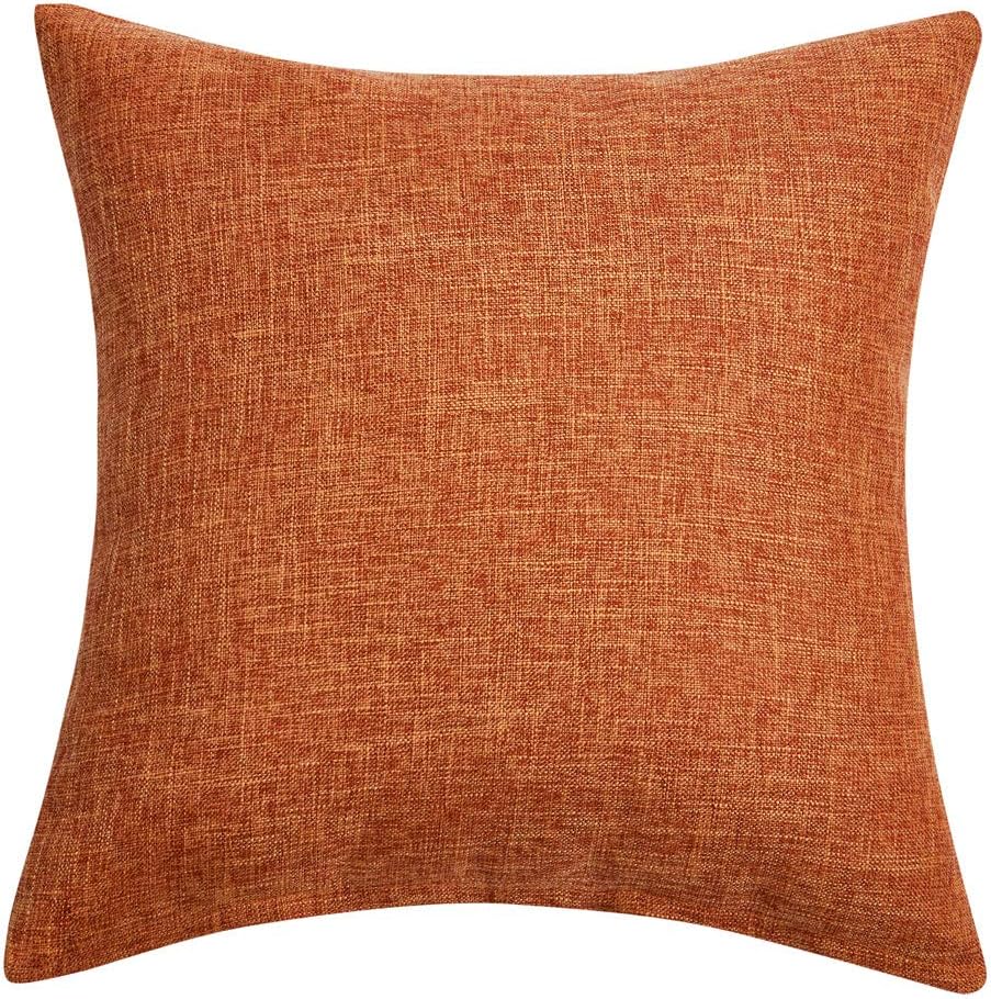 Anickal Set of 2 Fall Orange Pillow Covers Cotton Linen Decorative Square Throw Pillow Covers 18x18 Inch for Sofa Couch Decoration: Home & Kitchen