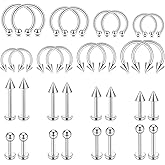 D.Bella 16G Lip Rings Labret Studs Horseshoe Septum Nose Ear Lip Hoop Piercing Tragus Cartilage Helix Daith Piercing Surgical Steel Body Piercing Jewelry for Women Men