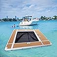 Inflatable Floating Swimming Pool Inflatable Dock Floating Platform 13x10ft Inflatable Sea Pool with Net for Yacht Boats
