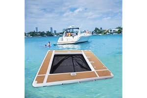 AIRMAT FACTORY Inflatable Floating Swimming Pool Inflatable Dock Floating Platform 13x10ft Inflatable Sea Pool with Net for Yacht Boats