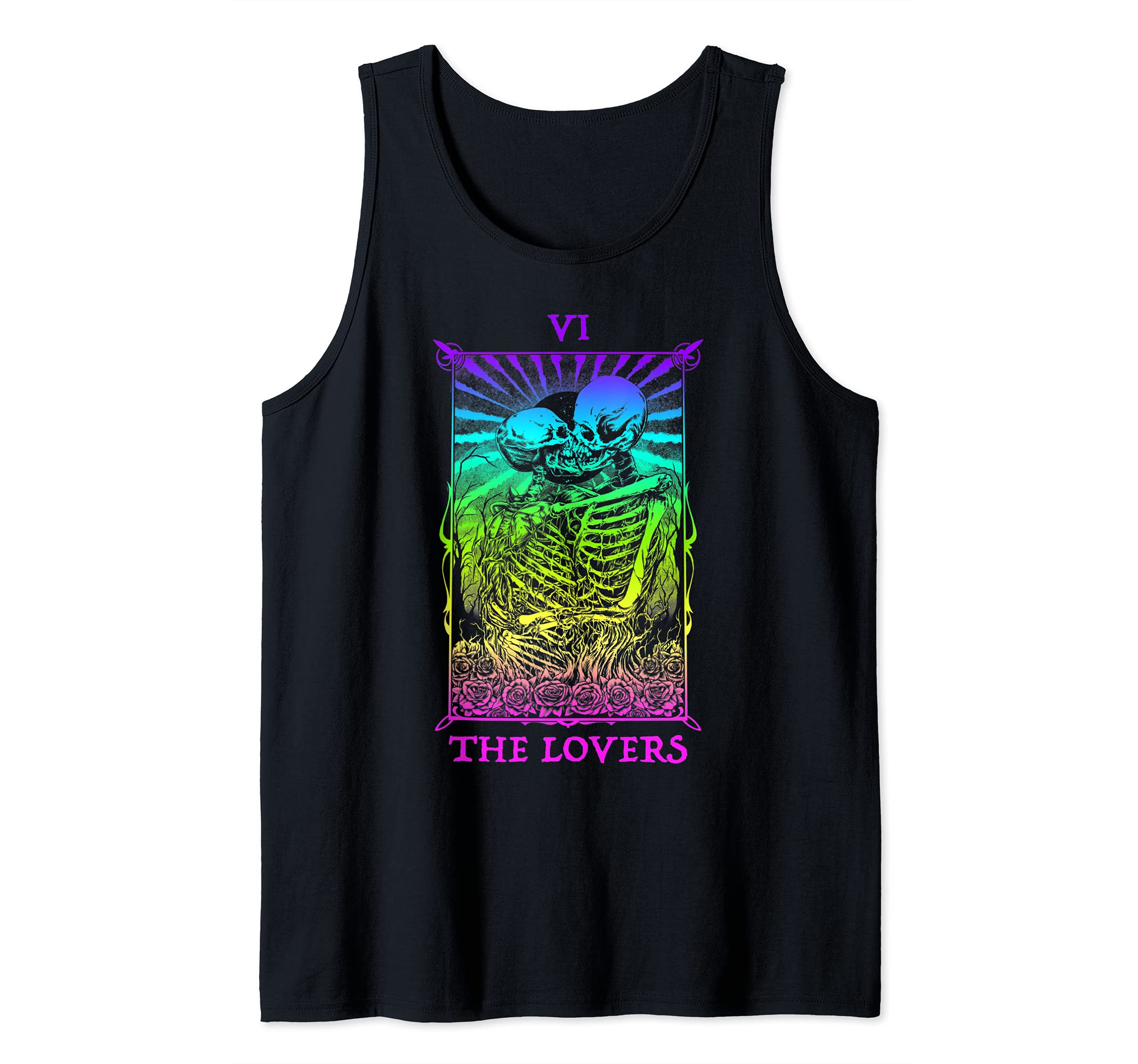 The Lovers Tarot Card Fortune Skeleton Rose Supernatural Tank Top