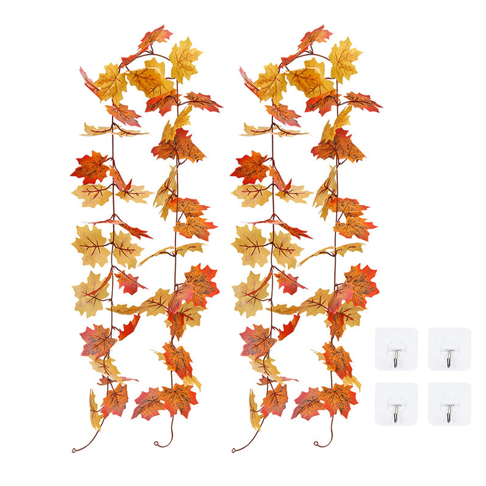 GWAWG 2PCS 2.0m Artificial Autumn maple leaf hanging plant garland, maple leaf rattan for house garden wall doorway fireplace autumn decoration