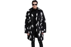 Old DIrd Men's Long Sleeve Fluffy Faux Fur Coat,Mens Winter Warm Faux Fur Overcoat,Long Thicken Soft Jacket Outerwear
