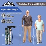 supregear Folding Walking Cane Adjustable Light Weight Green Floral view 2