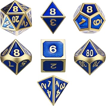 TecUnite Juego de Dados 7-Die Poliédricos de Metal Conjunto de Dados de Juego de rol