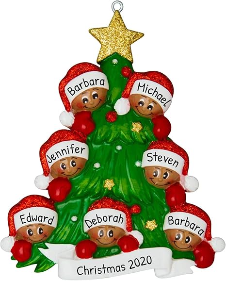 Amazon アフリカ系アメリカ人の顔をモチーフにしたクリスマスツリー ファミリーオーナメント 19 母 父 子供 友達 ガーニッシュ バブル ブラック 伝統 ホリデー フォスター ギフト 年 カスタマイズ可 エスニック Family Of 7 グリーン インテリア オンライン通販