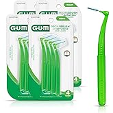 GUM Proxabrush Go-Betweens Angled Interdental Brushes, 4 Count (4 Pack) | Soft bristles for tight spaces, Nylon-coated wire, Safe for braces and implants, Reusable with travel cap, 10 days of use