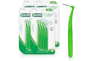 GUM Proxabrush Go-Betweens - Angled- Interdental Brushes - Soft Bristled Dental Picks for Plaque Removal Health - Safe for Braces & Dental Devices, 4 Count (Pack of 4)
