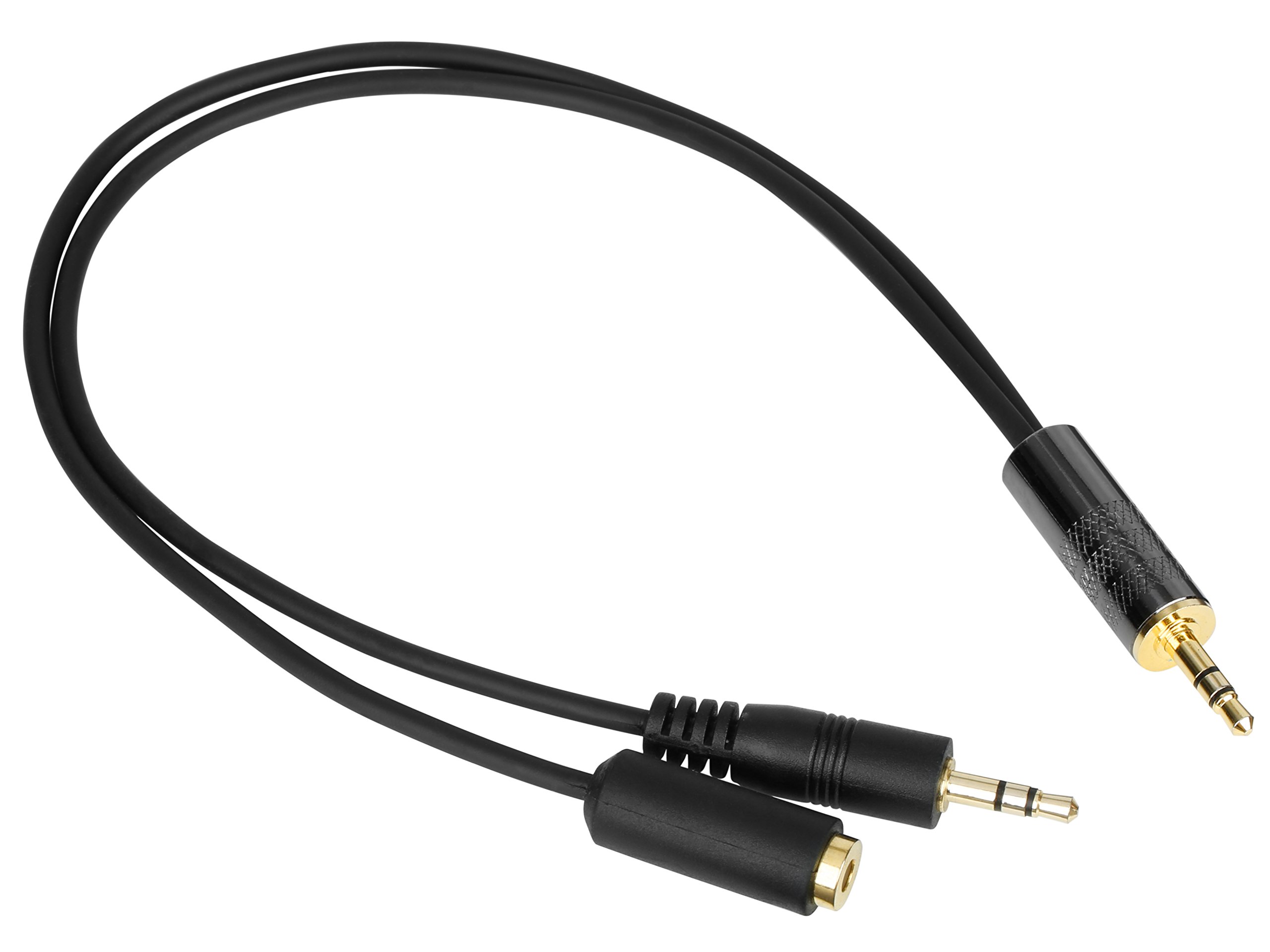 Movo MV-RC300 3.5mm Male Line-in to Male Microphone Attenuator Cable (-25dB) with Headphone Monitoring Input for DSLR Cameras/Portable Recorders