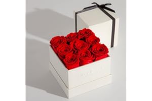 Fleur de Zen Forever Roses in a Box | Gift-Ready Preserved Roses in a Box | 100% Real Flowers for Delivery Prime | Valentines Day Gifts for Her, Fresh Roses for Mothers Day | Red Eternity Roses
