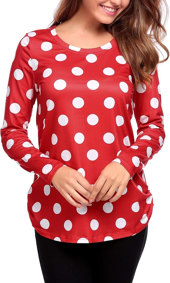 black and white polka dot long sleeve shirt
