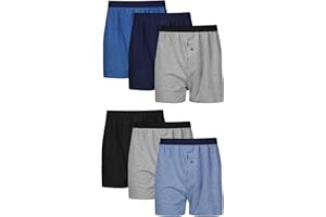 Hanes Men's Underwear Boxers Pack, 6-Pack, Cool & Breathable Cotton Knit Jersey Boxers for Men, Moisture Wicking