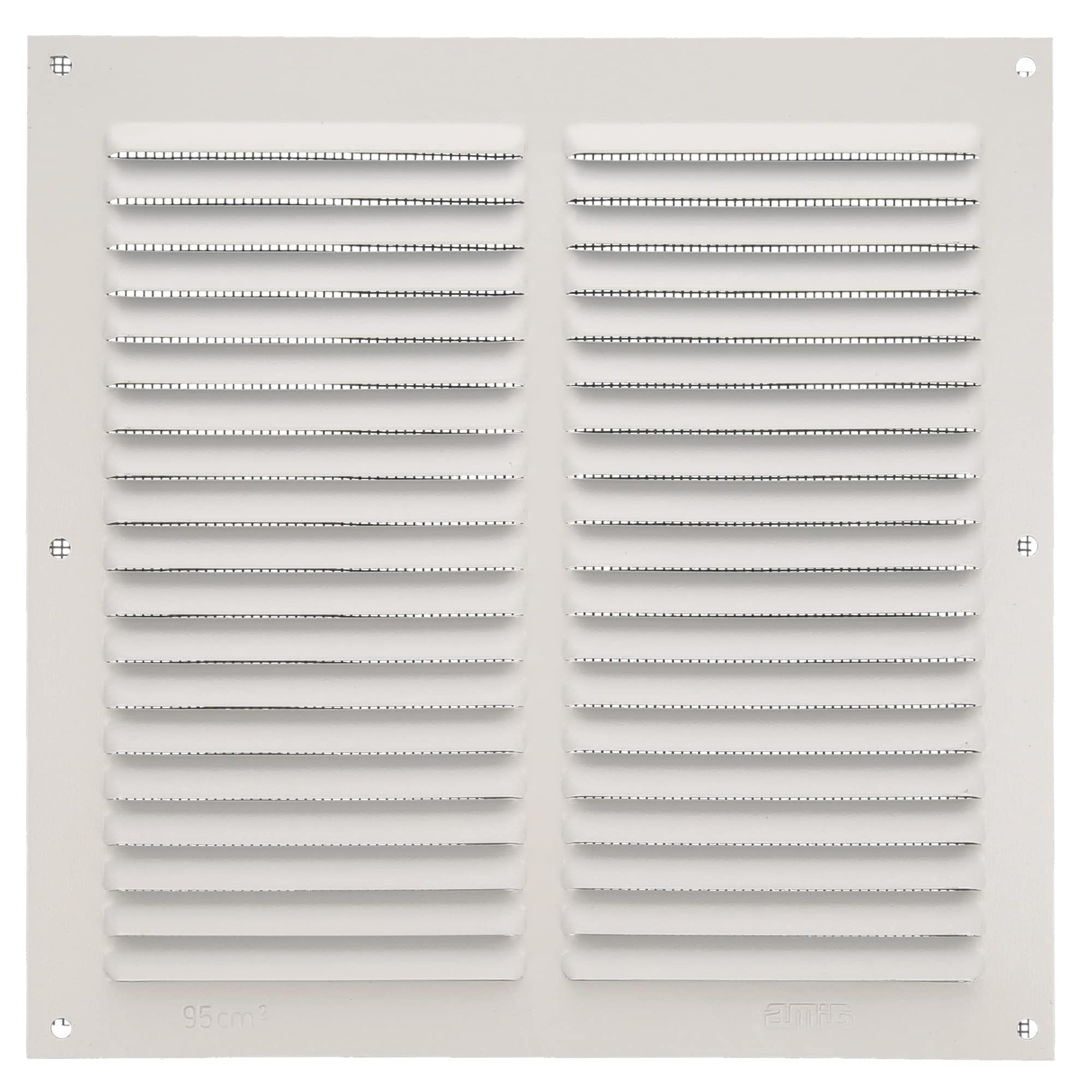 Amig - Square Aluminium Ventilation Grille with Mosquito Net | Ventilation Grille for Air Outlets | Ideal for Kitchen and Bathroom Ceilings | Dimensions: 200 x 200 mm | Colour: White