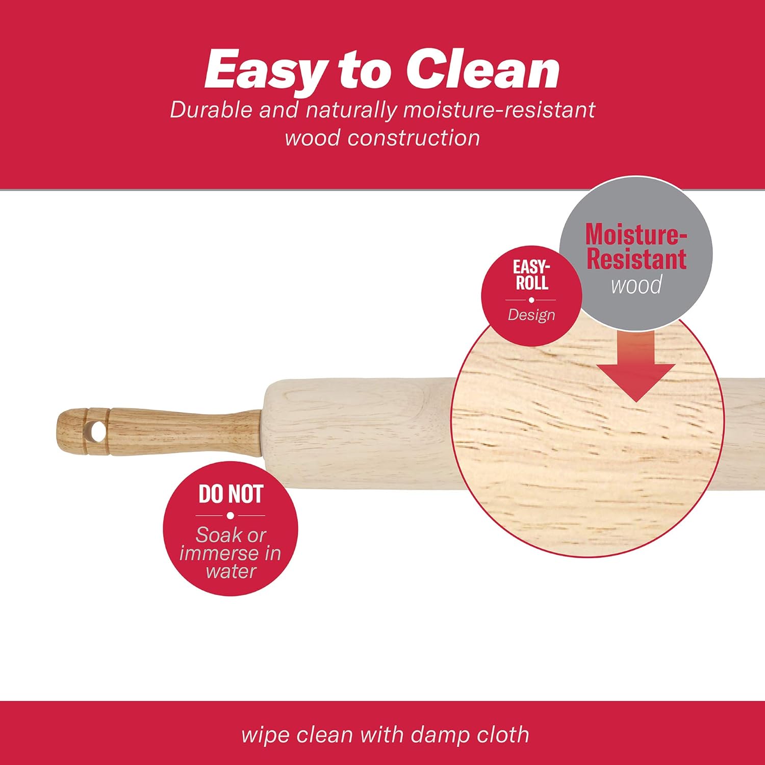 Goodcook 05717000817 Good Cook Classic Wood Rolling Pin, 1,23830: Kitchen & Dining