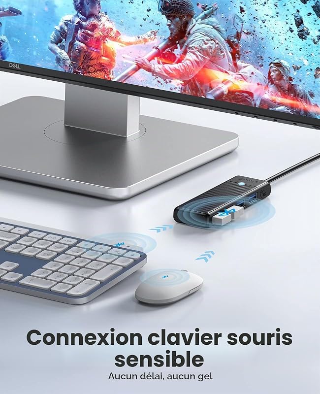 USB Hub 3.0, 4 Ports Distributeur USB avec Câble Long de 100CM, Ultra Slim Type A Data Hub 5Gbps, Adaptateur Multiport pour MacBook, Disque Dur Mobile, Surface Pro, XPS, PS4/PS5, PC
