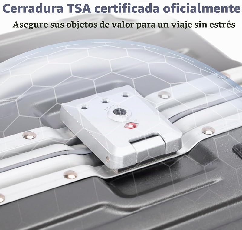 Maleta Cabina Rígida de Viaje Mediana 55.5x37x22 CM Policarbonato y Marco de Aluminio TSA Candado con Ruedas Giratorias 37L