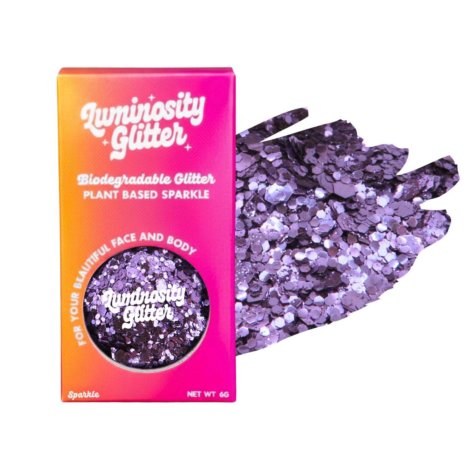 Purple Eco Glitter for Your Face and Body - Purple Biodegradable Eco Friendly Glitter Makeup - 6 Gram Pot