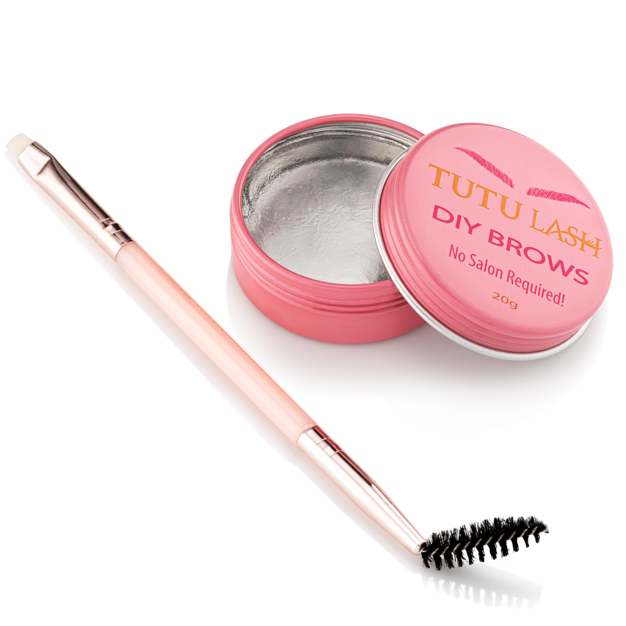 TUTU LASH DIY Brow Styling Gel, brow wax and double ended brush, daily brow lamination at home, eyebrow lamination, natural ingredients, Coconout Oil Castor Oil Vegan