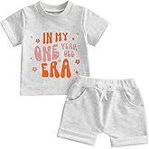 WZTYYDS Baby Girl First Birthday Outfit In My One Year Old Era Top Short Sleeve 1st Birthday Shirt + Casual Shorts Set