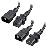 Cable Matters 2-Pack 18 AWG 10A Computer to PDU Power Extension Cord, 6ft | IEC C14 to IEC C13, Black, Molded Connectors, SJT Jacket, for PDU and Server Racks