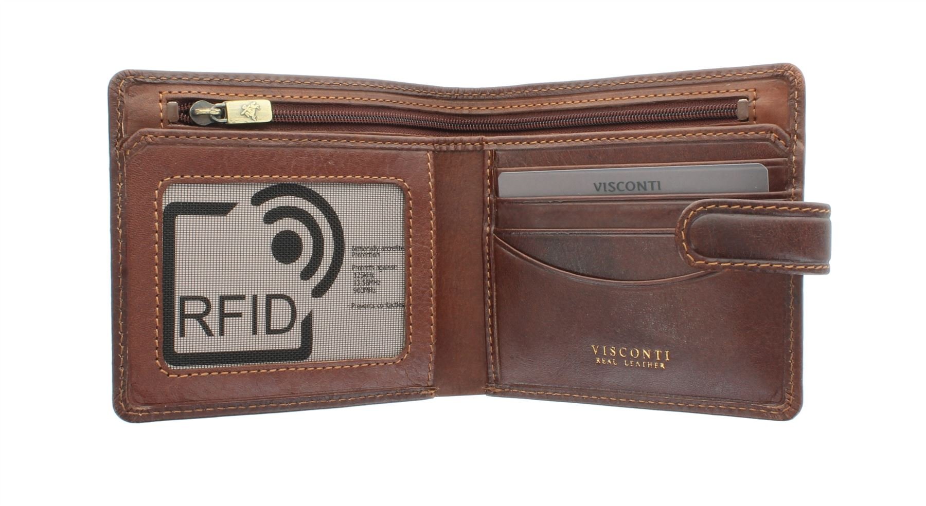 VISCONTI Tuscany Collection MASSA Leather Wallet with RFID Protection TSC41 Tan