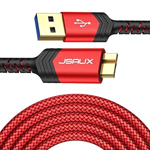 JSAUX USB 3.0 Micro Cable, External Hard Drive Cable 2 Pack (1ft+3.3ft) USB A Male to Micro B Charger Cord Compatible with Toshiba, WD, Seagate Hard Drive, Samsung Galaxy S5, Note 3, Note Pro 12.2 ect