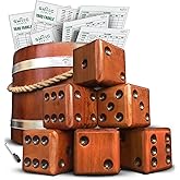 Swooc Games&reg; - Yardzee, Farkle, &amp; 20+ Giant Dice Games (All Weather) with Wood Bucket, 5 Scorecards, &amp; Marker - Yard Dice Outdoor Game for Family - Giant Backyard Game Set - Outside Jumbo Lawn Fun