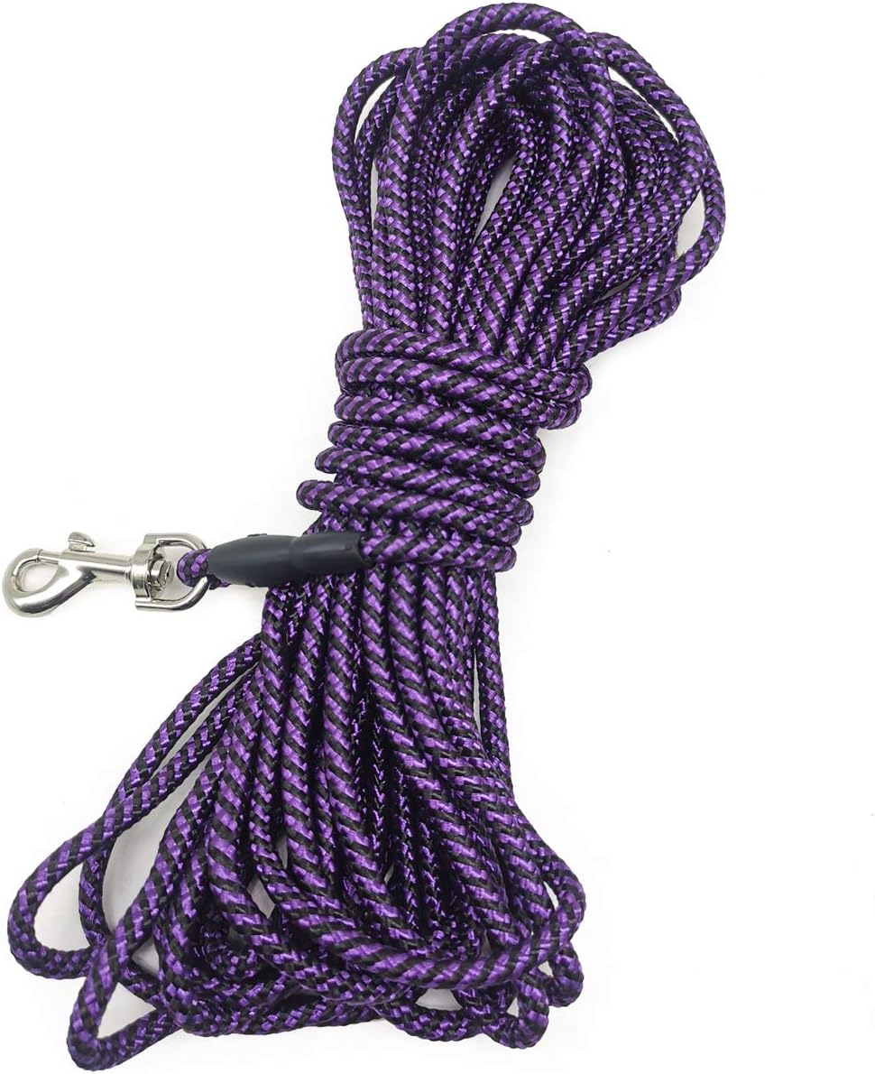 Mycicy 10ft 15ft 30ft 50ft Long Line Training Rope Leash, Soft Handle Heavy Duty Nylon Recall Lead for Small Medium Large Dogs