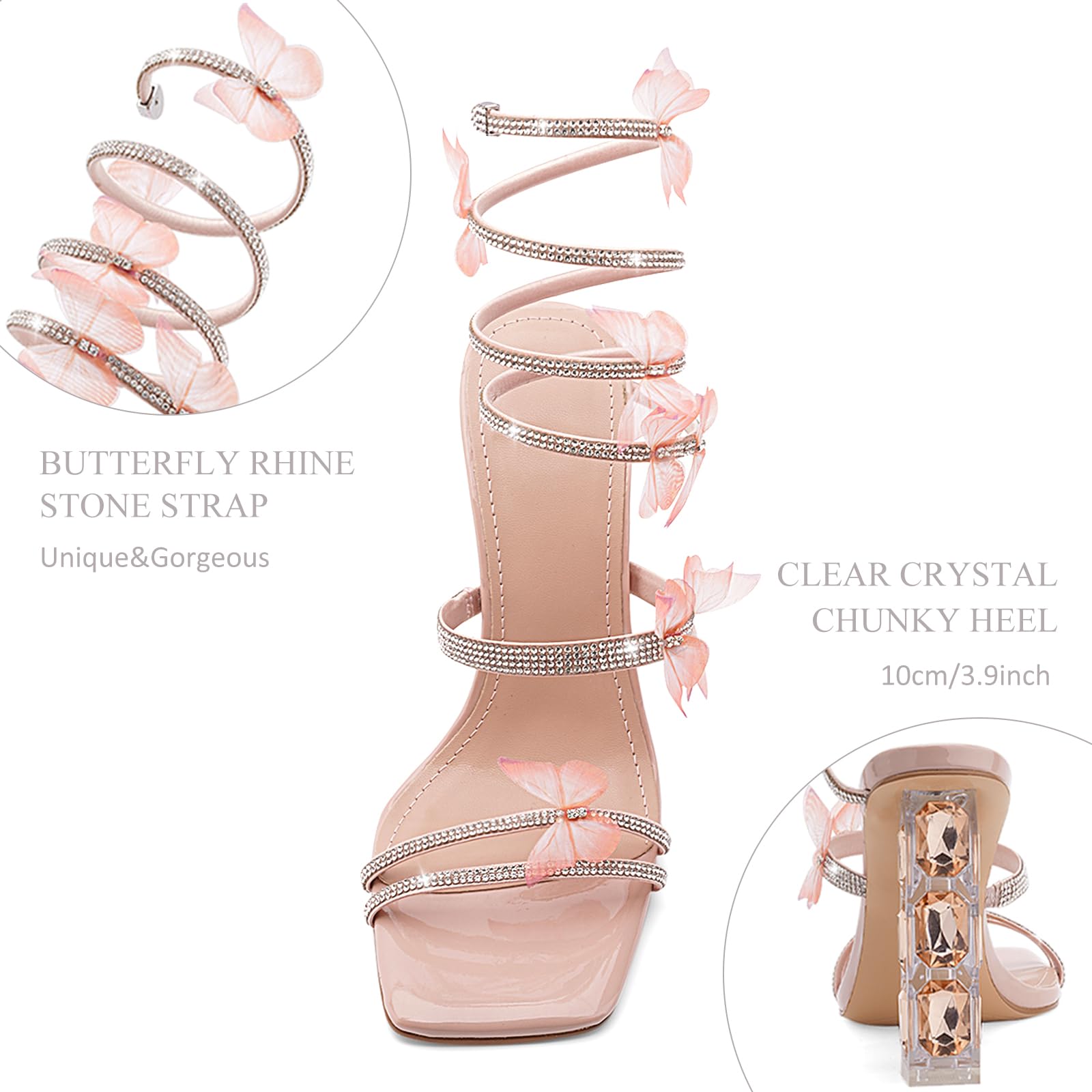 VOZTOLLS Womens Lace Up Sandals Square Open Toe