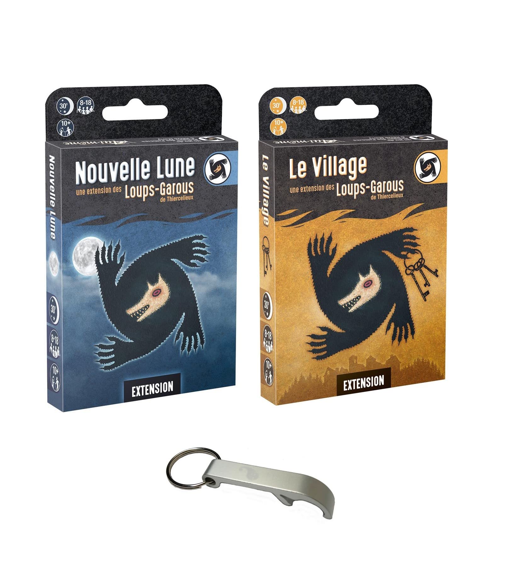Set of 2 Thiercelieux Werewolves New Moon + The Village + 1 Blumie Bottle Opener (The Village + New Moon)