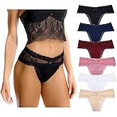 LEVAO Sexy Thongs for Women Lace Underwear Stretch Briefs Seamless Bikini Panties Multipack S-XL