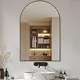 Antok Arched Bathroom Mirror, 24"x36" Wall Mounted Mirror, Vanity Mirrors for Over Sink, Aluminum Alloy Frame Bathroom Mirrors Living Room, Bedroom and Entryway, Black