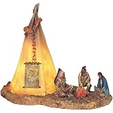 StealStreet SS-G-11390 Native Americans with Lighting Tipi Collectible Indian Decoration Statue