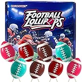 24 Ct Touchdown Football Candy Lollipops Suckers Individually Wrapped Bulk, 4 Colors + 4 Fruits Flavors, Sports Themed Sucker Lollipop Candies for Tailgates, Team Treats, Gifts & Goodie Bag Fillers