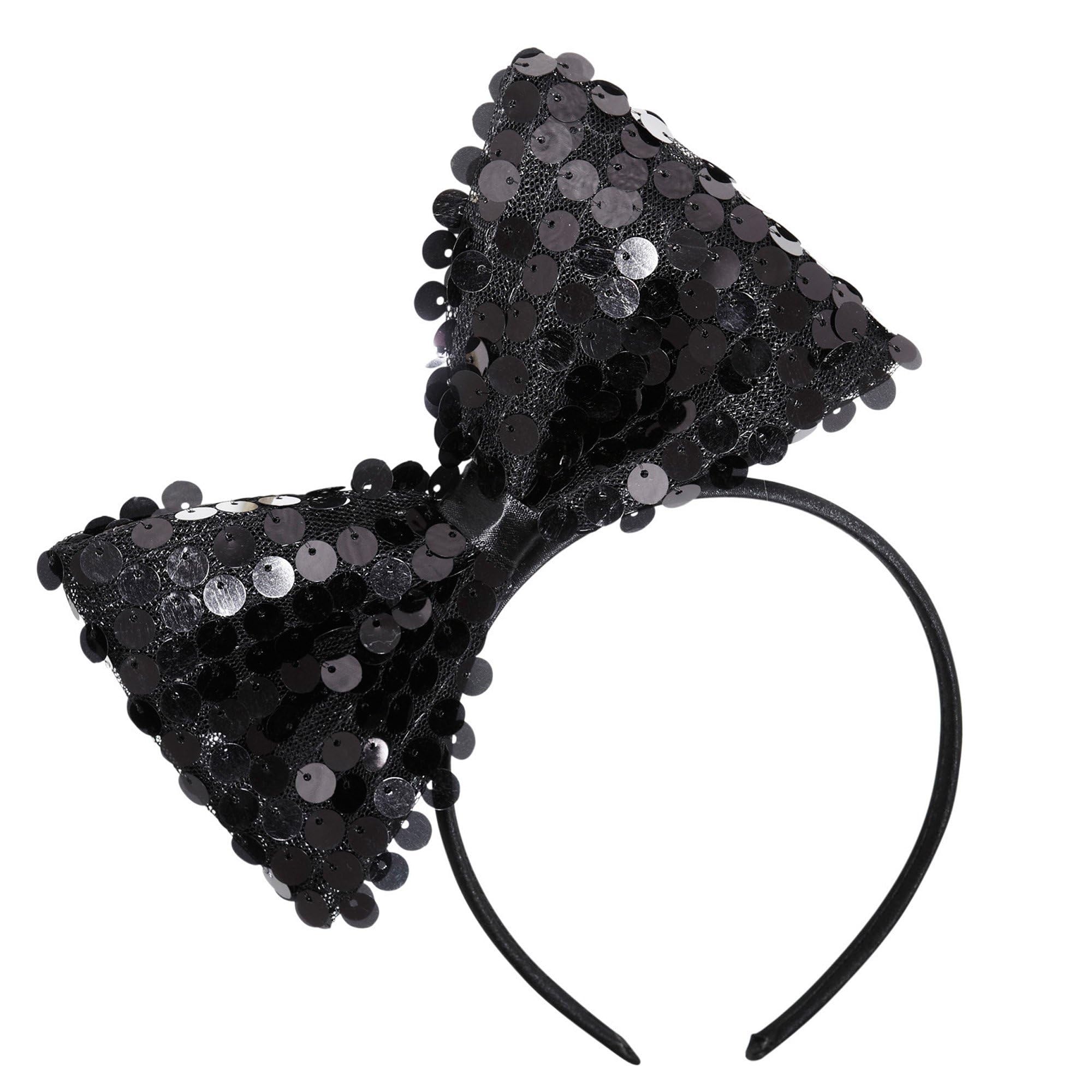 Widmann 9317N - Headband with Sequin Bow, Adult Woman, 1950s, Dancer, Disco, Carnival, Black Color โ image 1