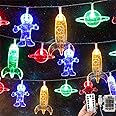 20 LED Children's Room LED String Light Astronaut Spaceship Rocket Pendants Holiday Party Lights Wall Window Nursery or Kids room Decor Wedding Around the Garden Party Patio Christmas (multicolour)