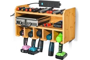 XCSOURCE Drill Charging Station | Drill Storage | Wall Mounted | Power Tool Storage | Power Drill Toolbox Screwdriver Cordless Drill Organizer - Tool Parts Craft Organizer Wooden
