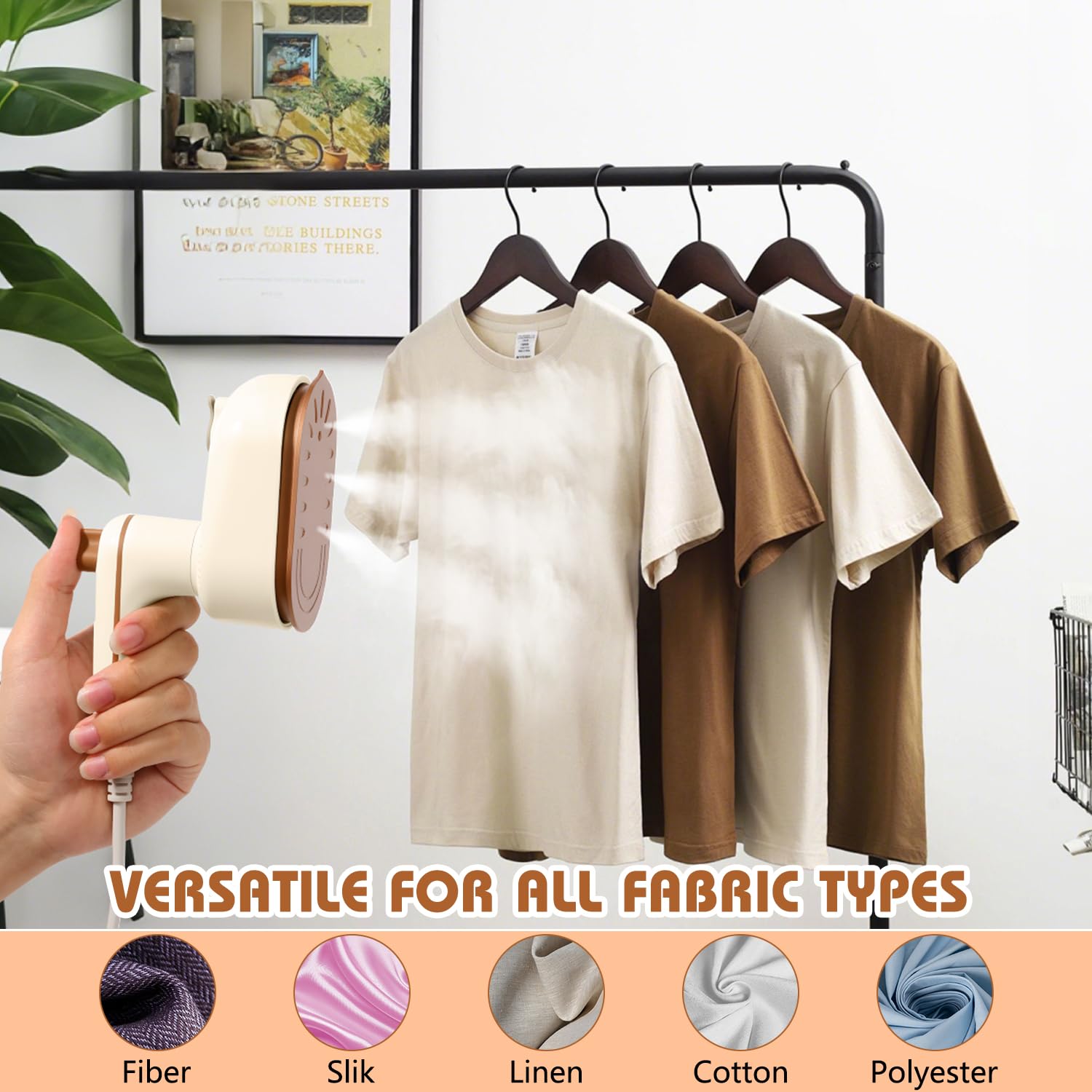 Sakerplus Steam Iron, 2-In-1 Steamer and Iron,Continuous Steam & Dry Ironing, Portable Steamer for Clothes, Compact Lightweight Design, Suitable for Home & Travel Use (White)