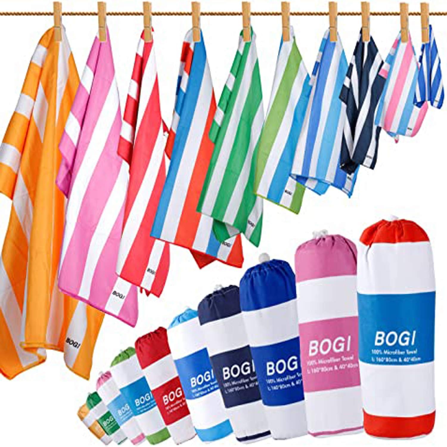 BOGI Microfibre Beach Towels for Travel Quick Dry Lightweight Ultra
