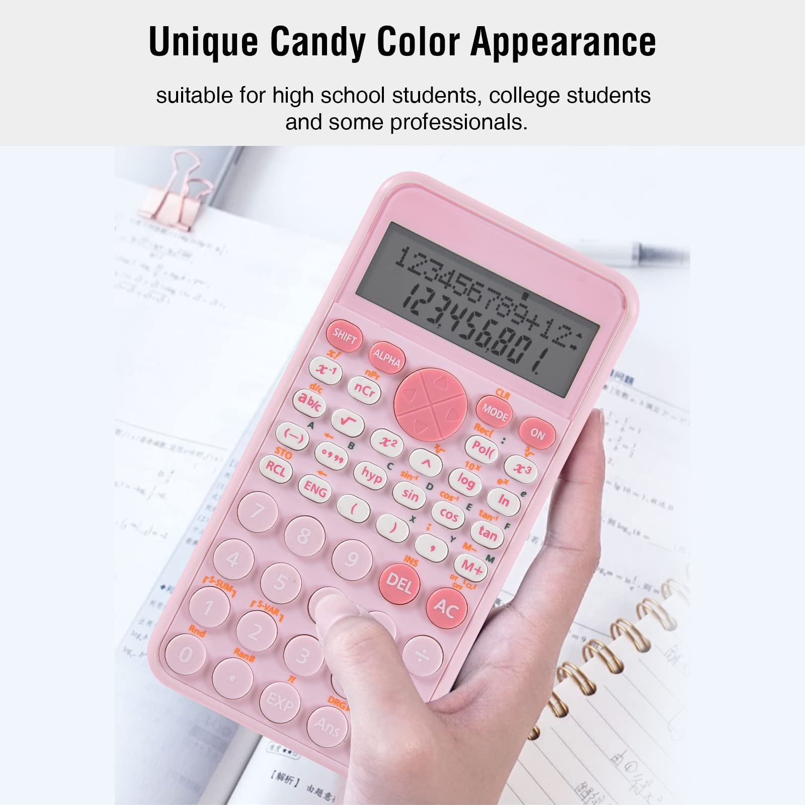 EooCoo 2-Line Standard Scientific Calculator, Portable and Cute School Supplies, Cute Office Desk Accessories, Suitable for Primary School to College Student Use