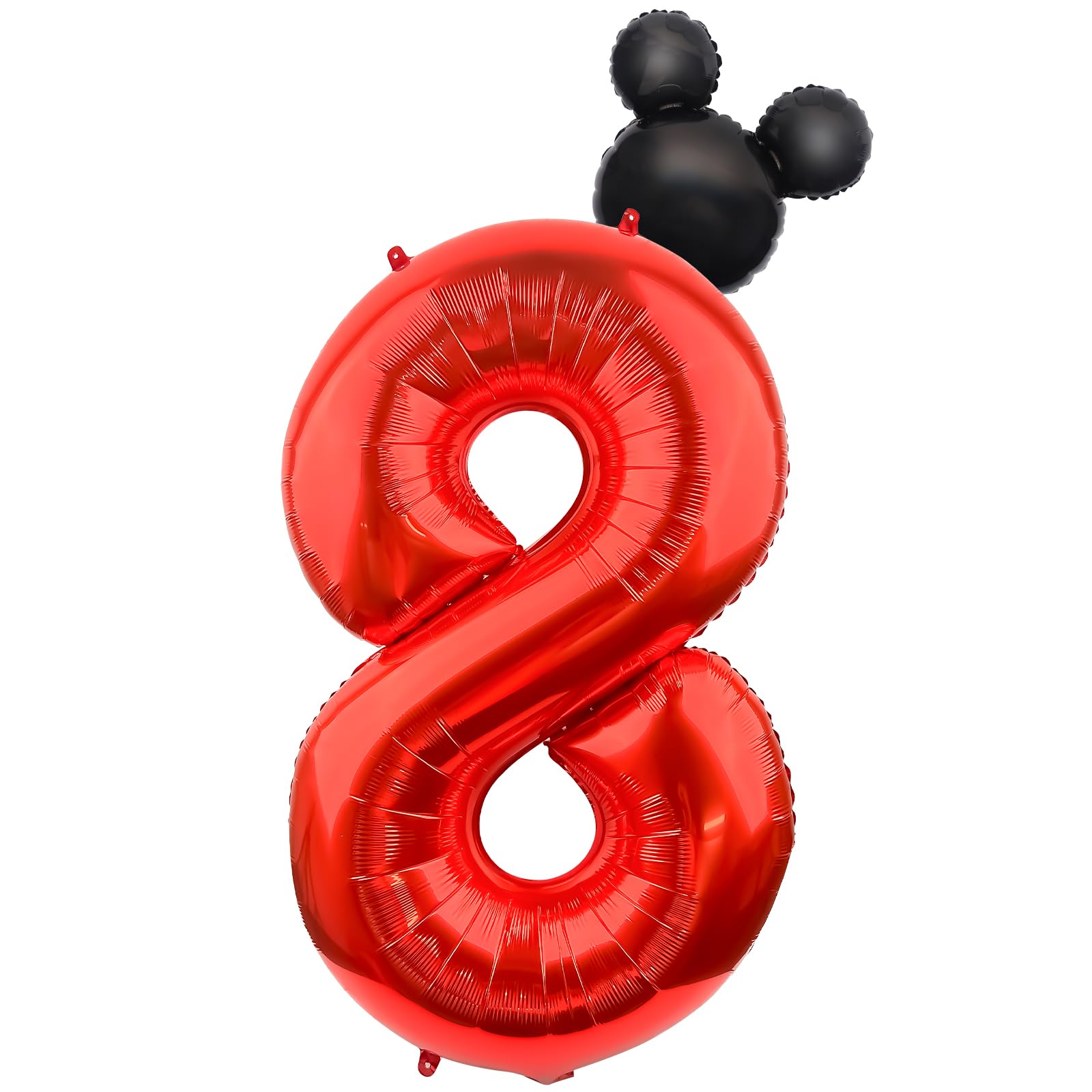 LEBERY Mouse Number 8 Balloon 40 Inch Red Number 8 Balloon Mini Mouse Head Balloon for 8th Birthday Party, Black Red Large Number 8 Foil Balloon for Baby Shower Anniversary Supplies Decorations