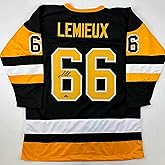 Facsimile Autographed Mario Lemieux Pittsburgh Black Reprint Laser Auto Hockey Jersey Size Men's XL